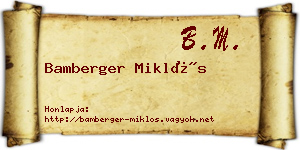 Bamberger Miklós névjegykártya